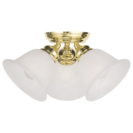 LIVEX LIGHTING 3 Light Polished Brass Ceiling Mount 1358-02